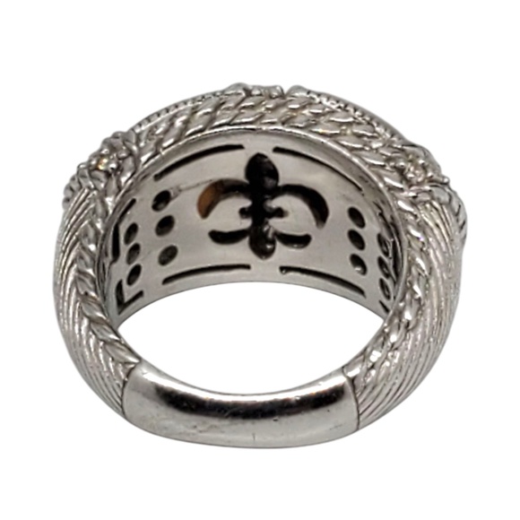 Judith Ripka Sterling Mother Of Pearl & Rose Quartz Ring Size 7 #21107 - Picture 7 of 9